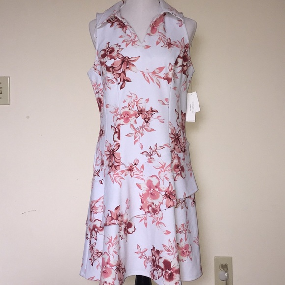 Missy Slvls Johnny Cir Firl Scuba Crepe White/Rose - Picture 1 of 5